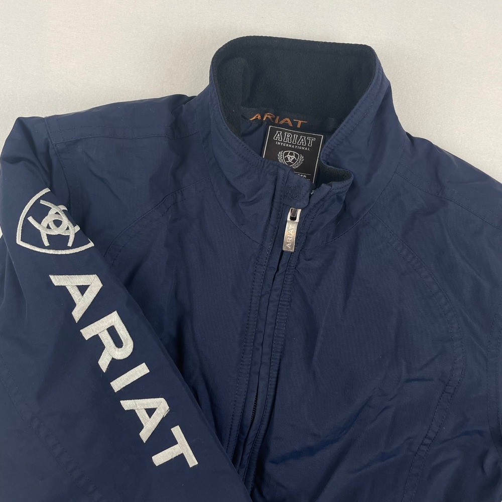 Ariat Kids Navy Blue Team Jacket Fleece Lined Equestrian Windbreaker Size L 12